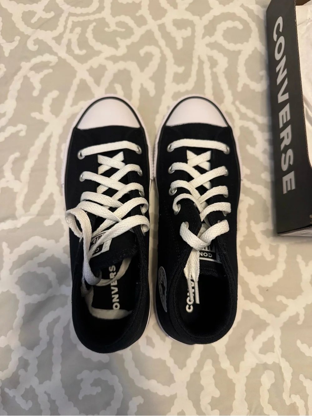 Converse Kids Black Canvas Low Top Sneakers with White Accents